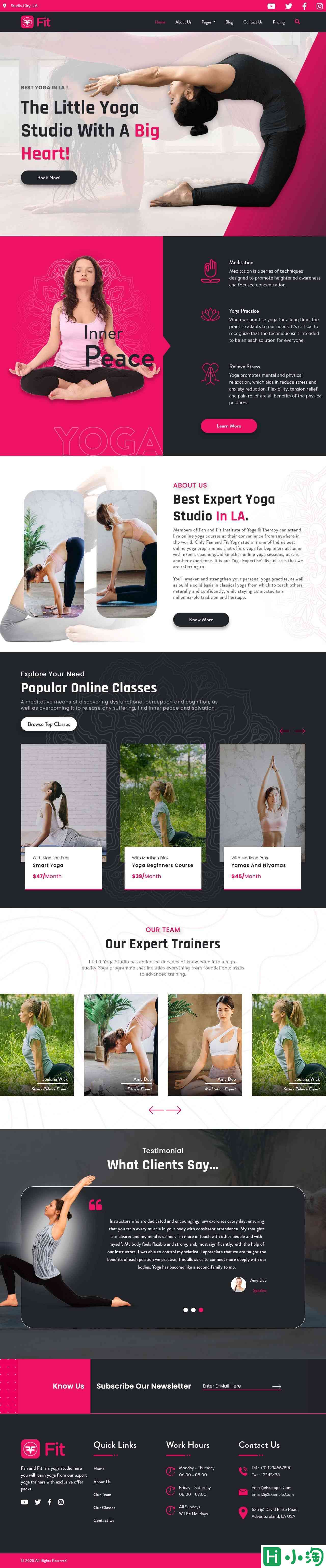 创意瑜伽工作室课程培训网站模板-PC预览